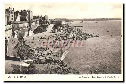 Cartes postales Saint Malo La Plage de Bon Secours a Maree haute