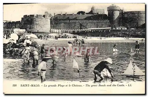 Ansichtskarte AK Saint Malo La grande plage et le Chateau