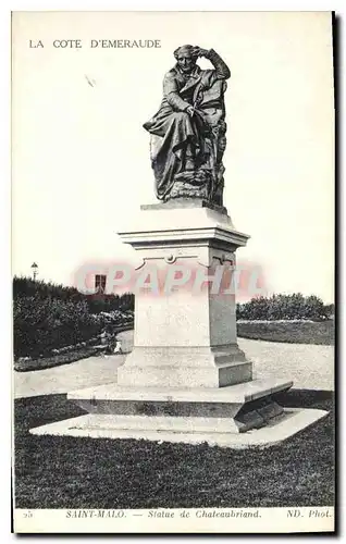 Ansichtskarte AK La Cote d'Emeraude Saint Malo Statue de Chateaubriand