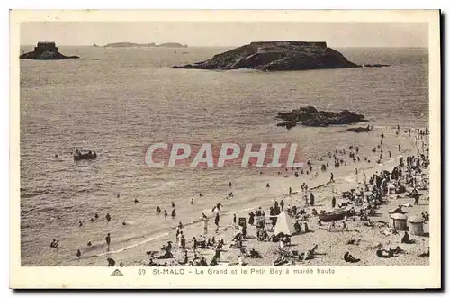 Ansichtskarte AK Saint Malo Le Grand et le Petit Bey a maree haute