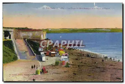 Cartes postales Saint Malo L et V La Plage de Bon Secours et la Portee St Plerre