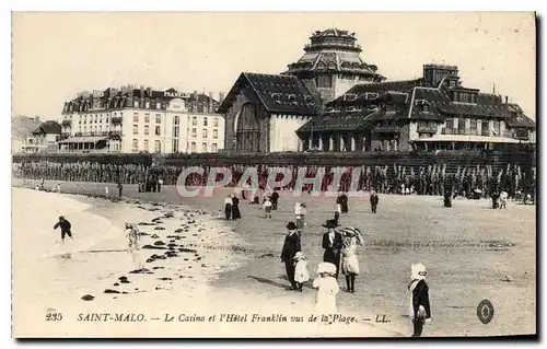 Cartes postales Saint Malo Le Casino et l'Hotel Franklin vus de la Plage