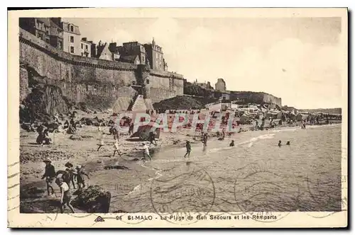 Cartes postales Saint Malo La Plage de Bon Secours et les Remparts