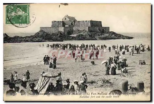 Ansichtskarte AK Saint Malo Le Fort National et la Plage du Chateau