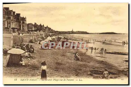 Cartes postales Saint Malo La Grande Plage vue de Parame