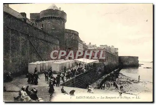 Ansichtskarte AK Saint Malo Les Remparts et la Plage