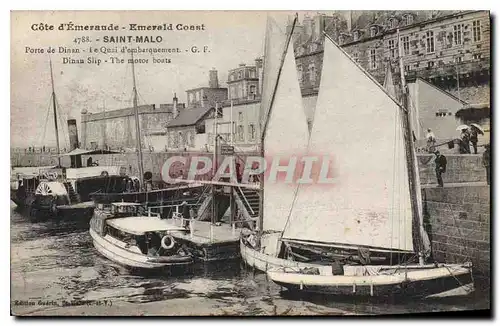 Cartes postales Cote d'Emeraude Emerald Coast Saint Malo Porte de Dinan Le Quai d'embarquement Bateaux