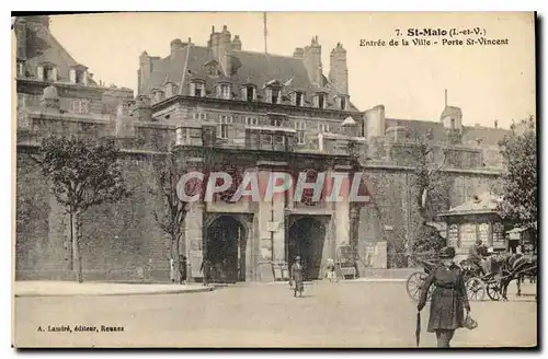 Cartes postales St Malo I et V entree de la ville porte St Vincent