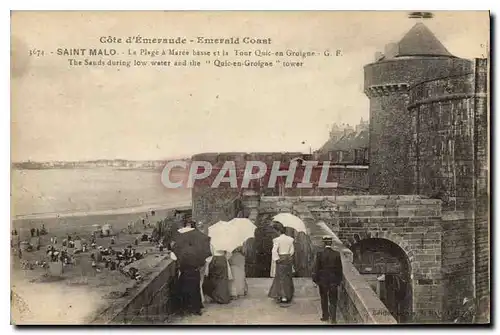 Ansichtskarte AK Cote d'Emeraude Saint Malo la plage a Maree Basse et la tour Quic en Groigne