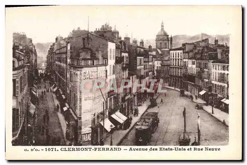 Cartes postales Clermont Ferrand Avenue des Etats Unis et rue Neuve