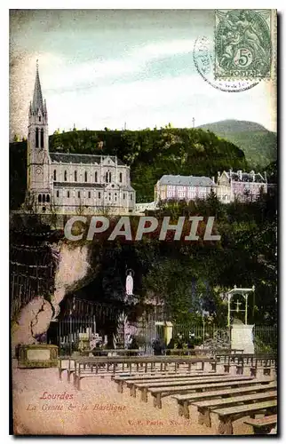 Cartes postales Lourdes La Grotte et la Basilique