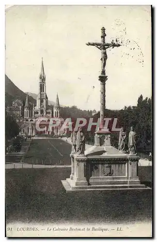 Ansichtskarte AK Lourdes Le Calvaire Breton et la Basilique