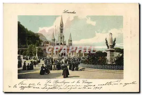 Cartes postales Lourdes La Basilique et la Vierge