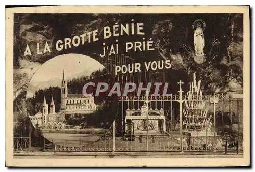 Cartes postales Lourdes La Grotte et la Basilique