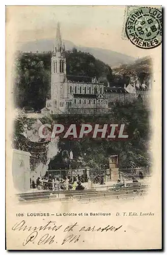 Cartes postales Lourdes La Grotte et la Basilique