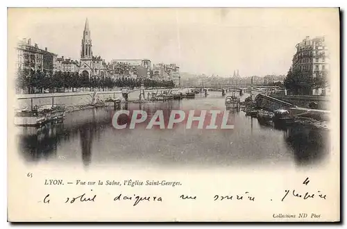 Cartes postales Lyon Vue sur la Saone l'Eglise St Georges
