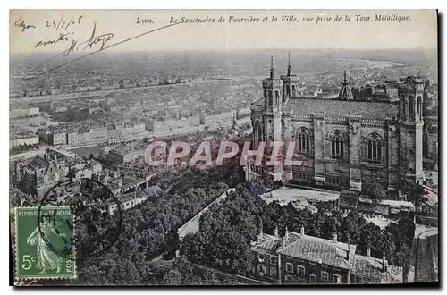 Cartes postales Lyon Le Sanctuaire de Fourviere et la Ville