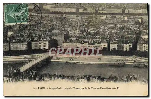 Cartes postales Lyon Vue generale prise de l'Ascenceur de la Tour de Fourvieres
