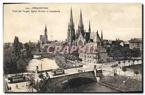 Cartes postales Strasbourg pont des Vosges Eglise St paul et cathedrale