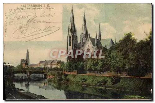 Ansichtskarte AK Strassburg Evang Garnisonskirche u Munster