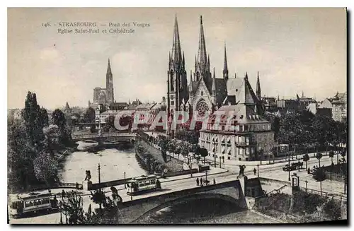 Cartes postales Strasbourg Pont des Vosges eglise Saint Paul et cathedrale