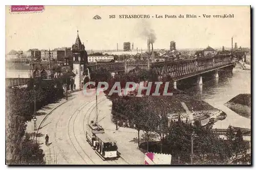 Ansichtskarte AK Strasbourg les ponts du Rhin vue vers Kehl