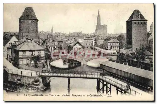 Ansichtskarte AK Strasbourg Tours des anciens Remparts et la cathedrale