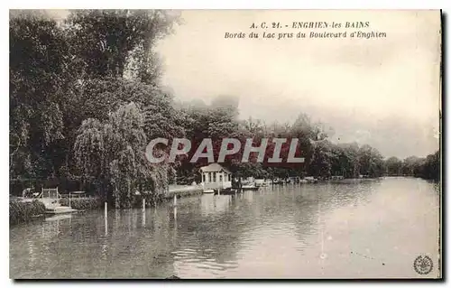 Cartes postales Enghien les Bains bords du lac pris du Boulevard d'Enghien