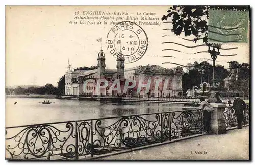 Cartes postales Enghien les Bains le casino actuellement hopital pour Blesses Militaires et le lac vue de la nou