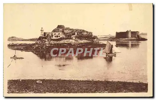 Ansichtskarte AK Carantec Finistere l'Ile Louet et le chateau du taureau a Maree Basse