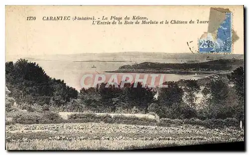 Cartes postales Carantec Finistere la plage du Kelenn l'entree de la Baie de Morlaix et le chateau du Taureau