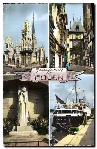 Cartes postales Rouen la cathedrale le Gros Horloge Jeanne d'Arc le port