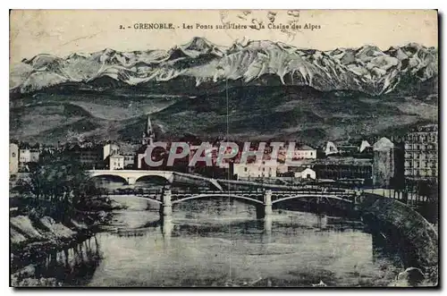 Ansichtskarte AK Grenoble les Ponts sur l'Isere et la Chaine des Alpes