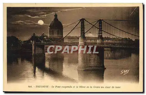 Ansichtskarte AK Toulouse le pont suspendu et le Dome de la Grave au clair du Lune