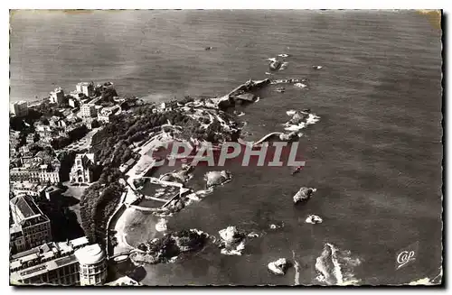 Cartes postales Biarritz B P Casino Bellevue port des pecheurs rocher de la Vierge vue aerienne cliche Robert Du