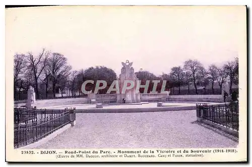 Cartes postales Dijon Rond Point du parc monument de la Victoire et du souvenir 1914 1918