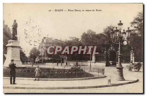 Ansichtskarte AK Dijon Place Darcy et statue de rude