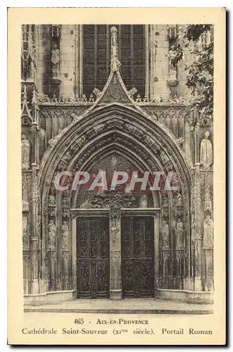 Ansichtskarte AK Aix en Provence Cathedrale St Sauveur Portail Roman