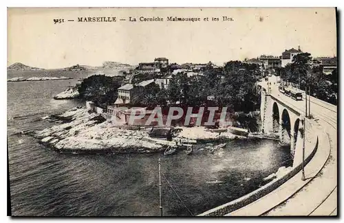 Cartes postales Marseille La Corniche Malmousque et les Iles