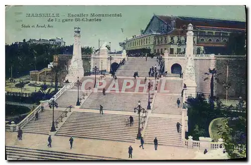 Ansichtskarte AK Marseille Escaller Monumental de la gare St Charles