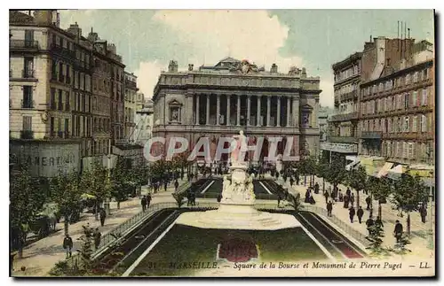 Ansichtskarte AK Marseille Square de la Bourse et Monument de Pierre Puget