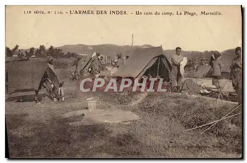 Cartes postales Marseille L'Armee des Indes Un Coin du camp la Plage Militaria