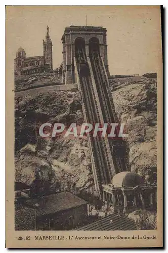 Cartes postales Marseille L'Ascenseur et Notre Dame de la Garde