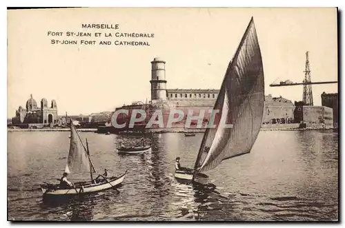 Cartes postales Marseille Fort St Jean et la Cathedrale