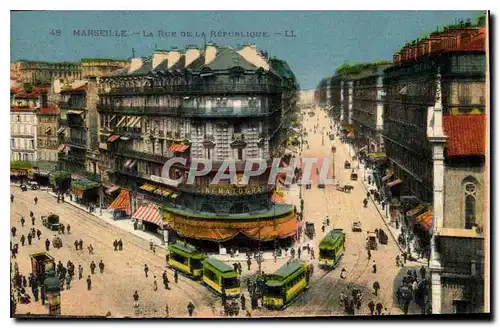 Cartes postales Marseille Fontaine Cantini Publicite Veedol Tramway Bijoux Fix
