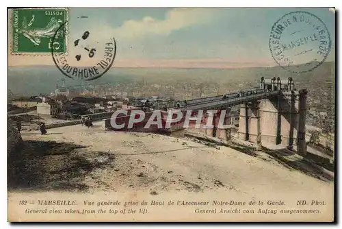 Cartes postales Marseille Vue generale prise du haut de l'ascenseur Notre Dame de la Garde