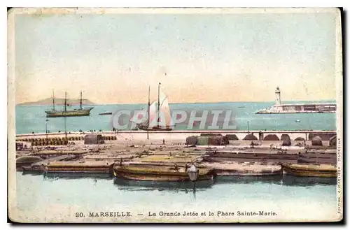 Ansichtskarte AK Marseille La Grande Jetee et le Phare Sainte Marie