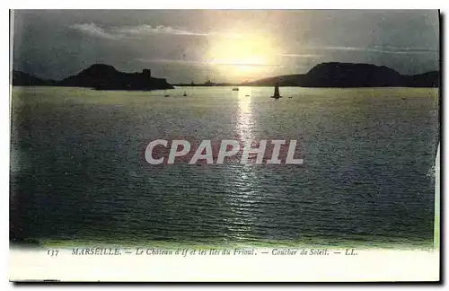 Cartes postales Marseille Chateau d'If et des iles du Frioul Coucher de soleil