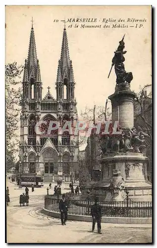 Cartes postales Marseille Eglise des Reformes et le Monument des Mobiles