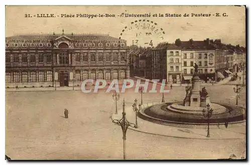 Cartes postales Lille Place Philippe le Bon Universite et la statue de Pasteur